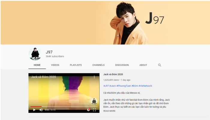 Chỉ 1 ngày ra mắt kênh Youtube chính thức, Jack đã đạt 361 nghìn người đăng ký ảnh 1
