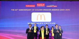 McDonald’s nhận giải Rồng Vàng 2021 cho doanh nghiệp nổi bật trong ngành dịch vụ ăn uống