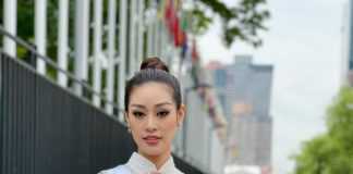 Hoa hậu Khánh Vân diện áo dài trắng, khoe dáng giữa nước Mỹ