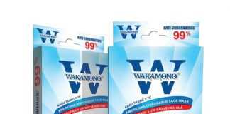 Khẩu trang Wakamono có khả năng diệt nCoV
