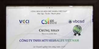 VCCI vinh danh Herbalife Việt Nam vào Top 100 doanh nghiệp bền vững tại Việt Nam 2021