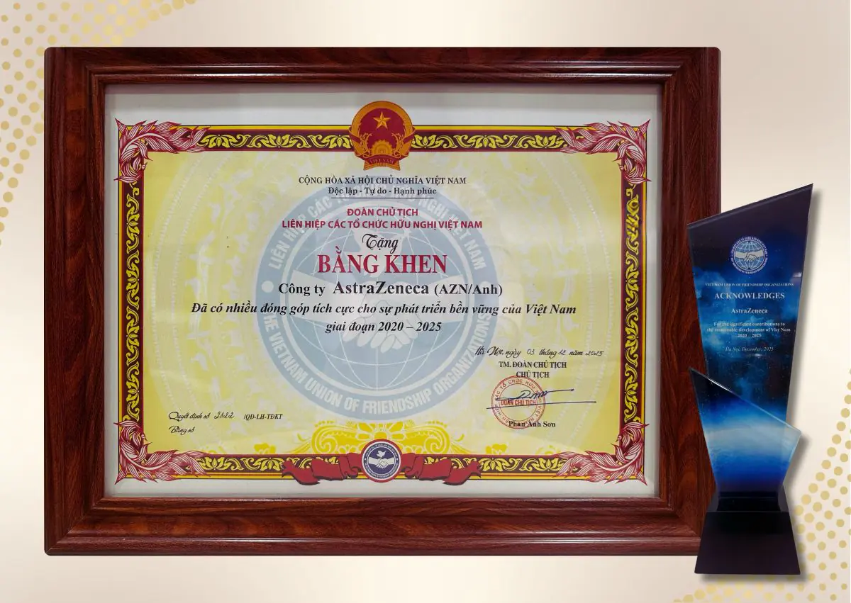 ASTRAZENECA VIỆT NAM ĐƯỢC LIÊN HIỆP CÁC TỔ CHỨC HỮU NGHỊ VIỆT NAM (VUFO) TRAO BẰNG KHEN VÌ CÁC ĐÓNG GÓP CHO PHÁT TRIỂN BỀN VỮNG, GHI NHẬN TÁC ĐỘNG CỦA CHƯƠNG TRÌNH SỨC KHỎE THANH THIẾU NIÊN