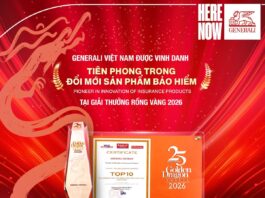 GENERALI VIỆT NAM KHẲNG ĐỊNH VỊ THẾ TRONG ĐỔI MỚI SẢN PHẨM BẢO HIỂM TẠI GIẢI THƯỞNG RỒNG VÀNG 2026