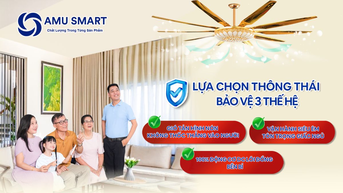 Giải mã 3 dòng quạt trần đèn chủ lực của AMU Smart - “Cơn sốt” làm mát không gian sống mùa hè 1 Phu nu hien dai AMU Smart 04