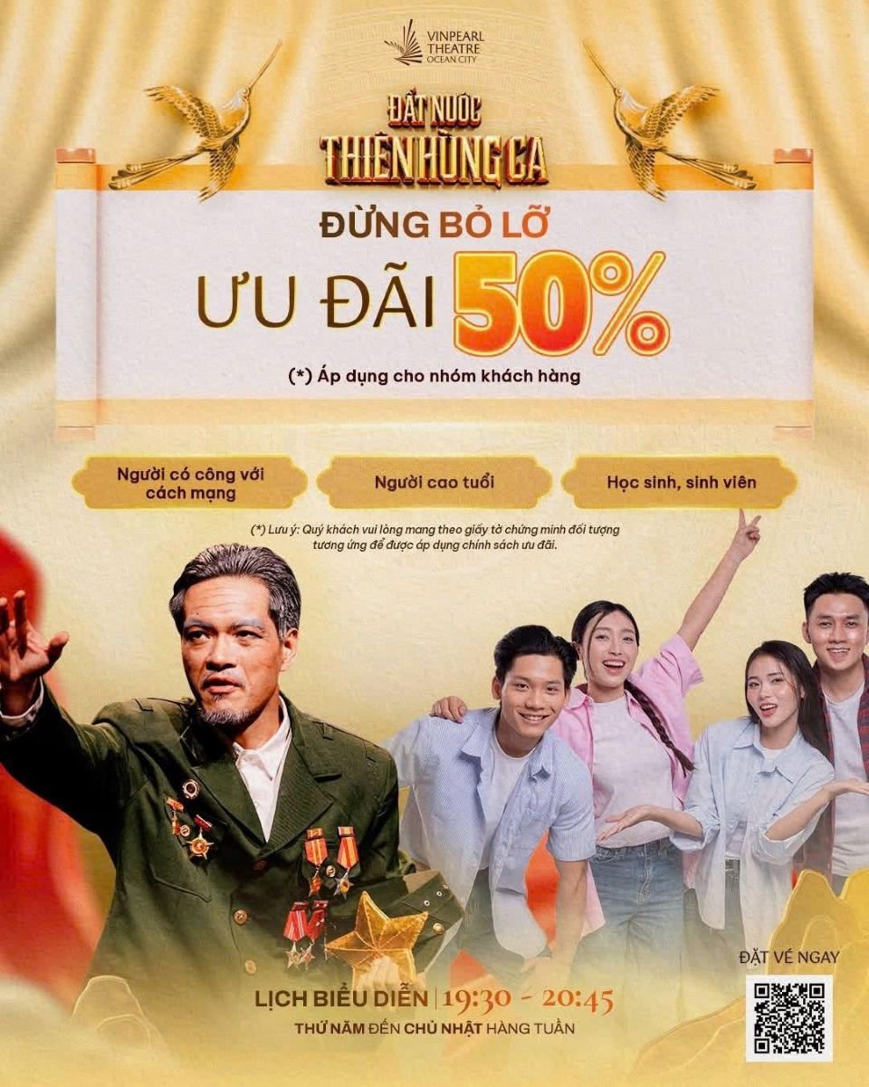 VINGROUP TẶNG 50% GIÁ VÉ SHOW “ĐẤT NƯỚC THIÊN HÙNG CA” - TRI ÂN NGƯỜI CÓ CÔNG, NGƯỜI CAO TUỔI VÀ HỌC SINH, SINH VIÊN 1 Phu nu hien dai VINGROUP dat nuoc thien hung ca 01 1