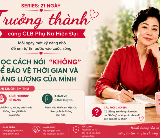 SERIES 21 NGÀY TRƯỞNG THÀNH CÙNG CLB PHỤ NỮ HIỆN ĐẠI – NGÀY 8: HỌC CÁCH NÓI “KHÔNG” ĐỂ BẢO VỆ THỜI GIAN VÀ NĂNG LƯỢNG CỦA MÌNH