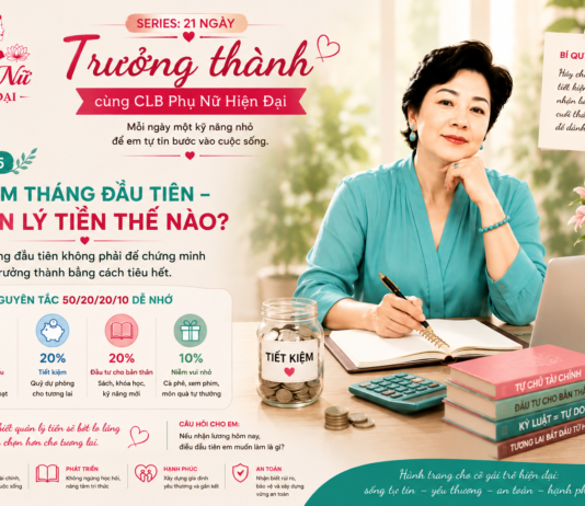 SERIES 21 NGÀY TRƯỞNG THÀNH CÙNG CLB PHỤ NỮ HIỆN ĐẠI NGÀY 5: ĐI LÀM THÁNG ĐẦU TIÊN – QUẢN LÝ TIỀN THẾ NÀO?
