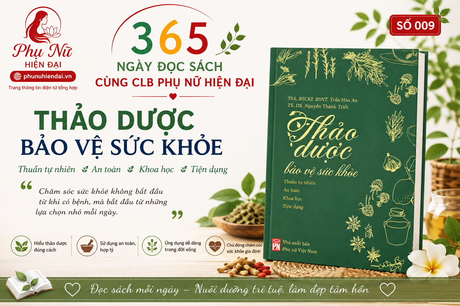365 NGÀY ĐỌC SÁCH CÙNG CLB PHỤ NỮ HIỆN ĐẠI số 009: "Thảo dược bảo vệ sức khỏe" 1 ChatGPT Image 20 37 10 3 thg 8 2026